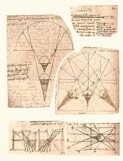 Pět diagramů ilustrujících teorii světla a stínu, c1472-c1519 1883 od Leonardo da Vinci