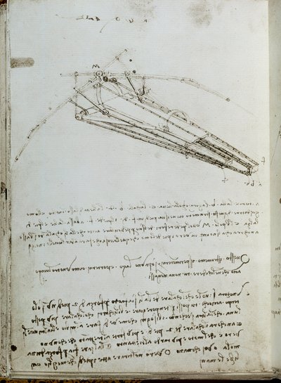 Letící strojní kreslení. Rukopis Leonarda De Vinciho (Leonardo da Vinci od Leonardo da Vinci