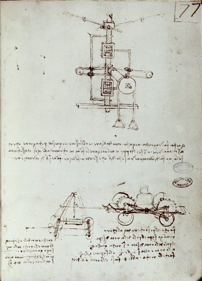 Letící strojní kreslení. Rukopis Leonarda De Vinciho (Leonardo da Vinci od Leonardo da Vinci