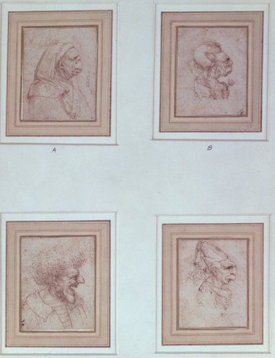 Čtyři karikatury od Leonardo da Vinci