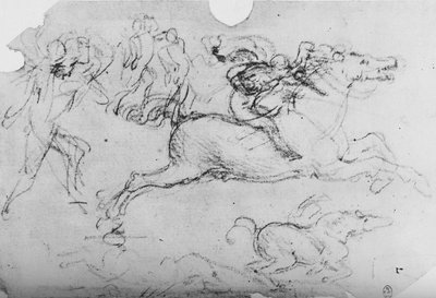 Cválající jezdec a další figury, c1480 1945 od Leonardo da Vinci