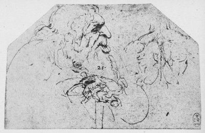 Poloviční délka starého muže opírajícího se o hůl, c1480 1945 od Leonardo da Vinci