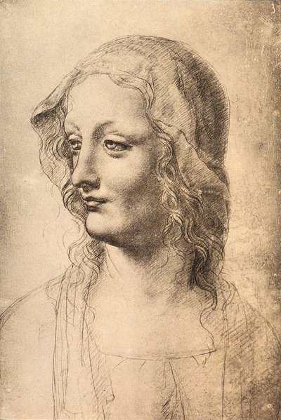 Hlava mladé ženy, kresba Leonardo da Vinci, Gabinetto dei Disegni e Stampe, Uffizi, Florencie od Leonardo da Vinci