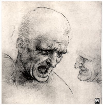 Heads of Warriors, 1503-1505 od Leonardo da Vinci