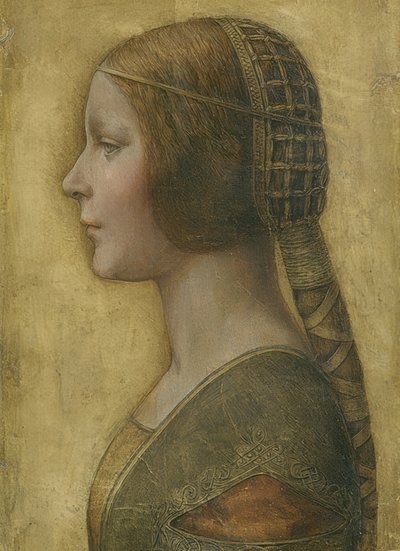 Krásná princezna. Um 1496 od Leonardo da Vinci