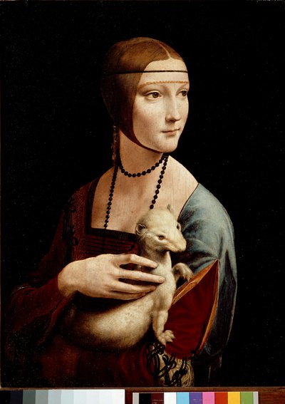 Dáma s erminem, portrét Cecilie Galleraniové, asi 1490 (olej a tempera na desce) od Leonardo da Vinci