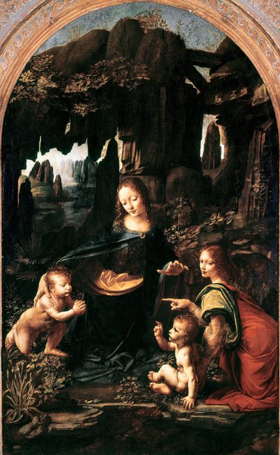 Skalní madona, asi 1483-94 (olej na desce přenesený na plátno) od Leonardo da Vinci