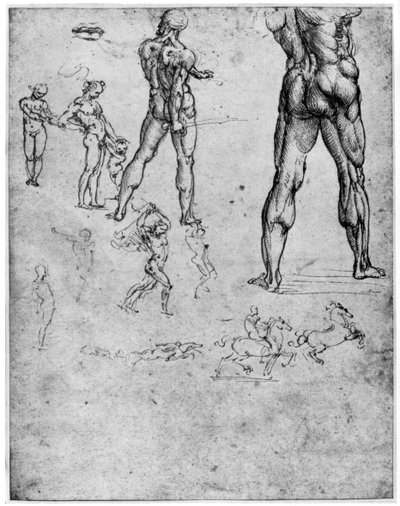 Studie aktu pro bitvu o Anghiari, c1503-1505 1954 od Leonardo da Vinci