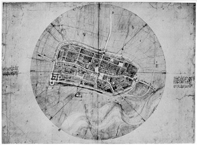 Plán Imola, Itálie, c1502 1954 od Leonardo da Vinci