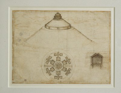 Projekt centrální hrobky; fasáda ... od Leonardo da Vinci