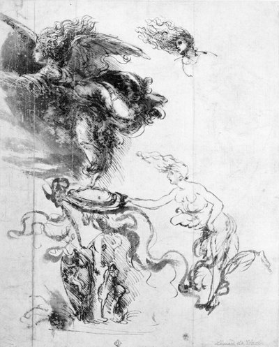Silueta anděla (pero a inkoust na papíře) od Leonardo da Vinci