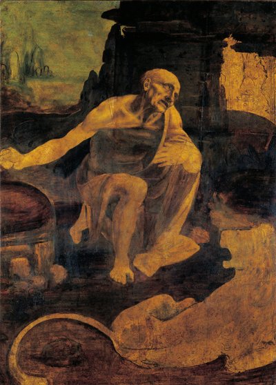 St. Jerome, cca 1480-82 (olej a tempera na vlašském ořechu) od Leonardo da Vinci