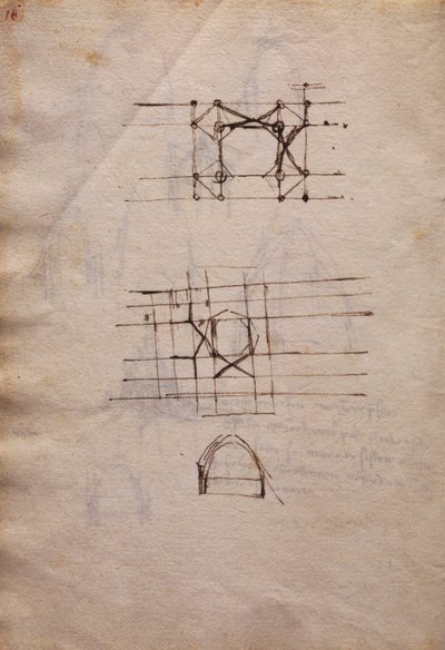 Studie pro lucernu katedrály, z Codex Trivulzianus od Leonardo da Vinci