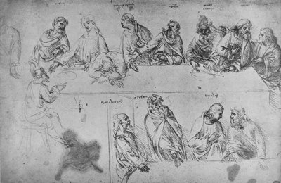 Studie k poslední večeři, c1480 1945 od Leonardo da Vinci