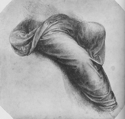 Studie drapérie postavy sedící vpravo, c1480 1945 od Leonardo da Vinci