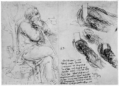 Studie vodních vírů, c1513 1954 od Leonardo da Vinci