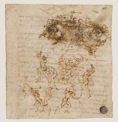 Studie pro bitvu u Anghiari, cca 1503-1504. od Leonardo da Vinci
