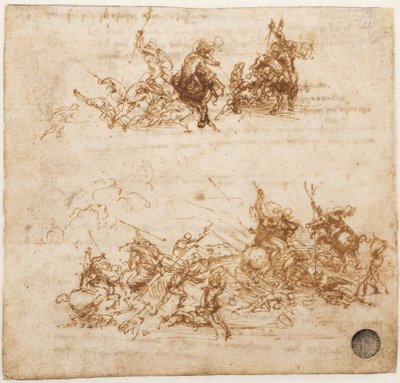 Studie pro bitvu u Anghiari, cca 1503-1504. od Leonardo da Vinci