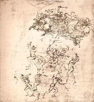 Studie ke karikatuře bitvy u Anghiari, c1472-c1505 1883 od Leonardo da Vinci