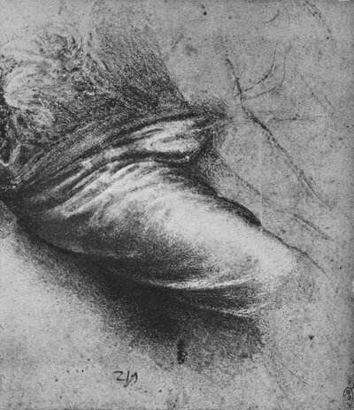 Studie drapérie sedící postavy vpravo, c1480 1945 od Leonardo da Vinci