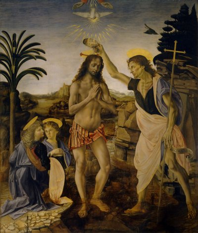 Křest Krista, cca 1470-1475 od Leonardo da Vinci