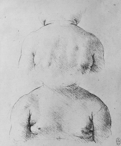 Busta nemluvně, pohledy zepředu a zezadu, c1480 1945 od Leonardo da Vinci