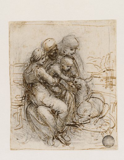 Panna a dítě se svatou Annou Annou Metterzovou, c. 1501. od Leonardo da Vinci