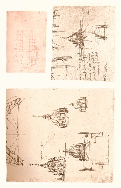 Tři kresby milánské katedrály, c1472-c1519 1883 od Leonardo da Vinci