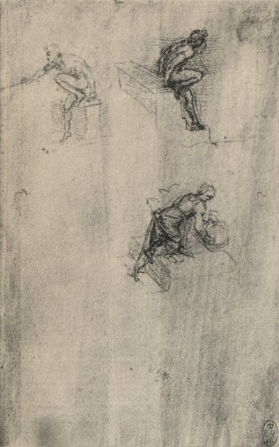 Dva sedící akty a mycí žena, c1480 1945 od Leonardo da Vinci