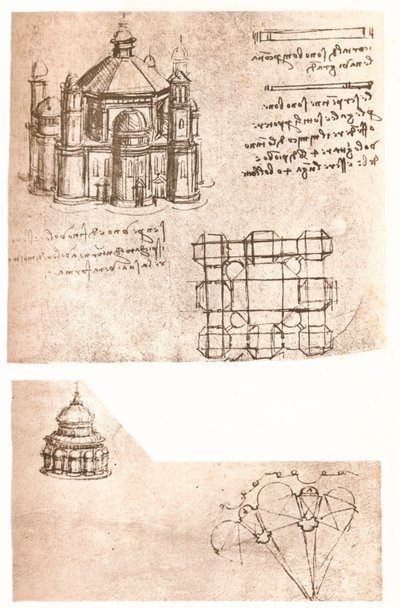 Dvě kresby kostelů, c1472-c1519 1883 od Leonardo da Vinci