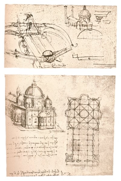 Dvě kresby kostelů, c1472-c1519 1883 od Leonardo da Vinci