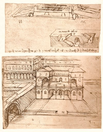 Dva výkresy plánů měst, c1472-c1519 1883 od Leonardo da Vinci