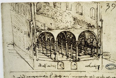 Urbanismus: architektonický plán (39) od Leonarda da Vinci (Leonardo da Vinci) - Knihovna Institut de France od Leonardo da Vinci