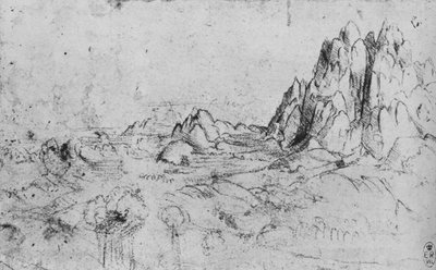 Pohled na pohoří, c1480 1945 od Leonardo da Vinci