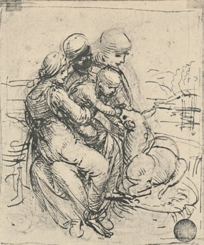 Panna a dítě se svatou Annou, c1480 1945 od Leonardo da Vinci
