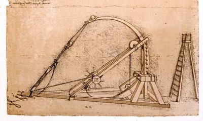 Válečný stroj: Studie katapultu od Leonarda de Vinci (Leonardo da Vinci) (1452 - 1519). od Leonardo da Vinci