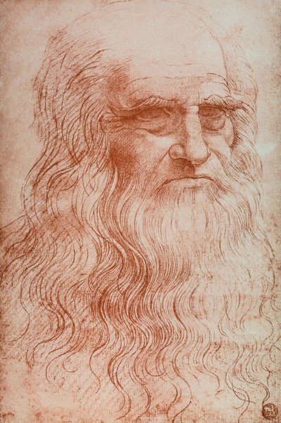 Portrét Leonarda da Vinci, kopie Autoportrétu Leonarda da Vinci, sangvinik, Galerie Accademia, Benátky od Leonardo da after Vinci