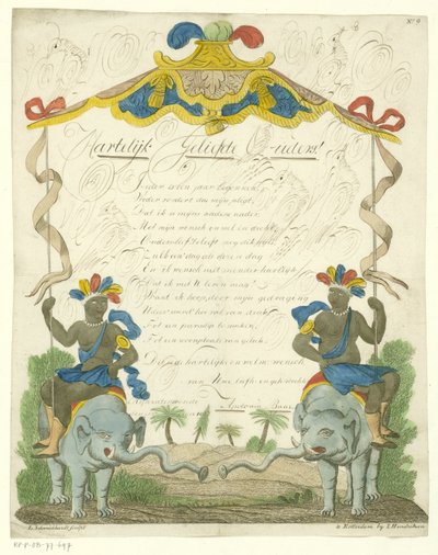 Přání dopis s černochy na slonech od Leonardus Schweickhardt