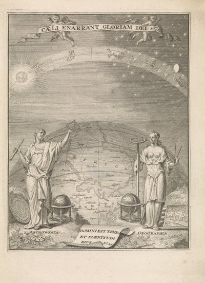 Astronomie a geografie s měřicími přístroji Caeli anarrant Gloriam dei Ps.10 (název na objektu) Titulní strana pro: 