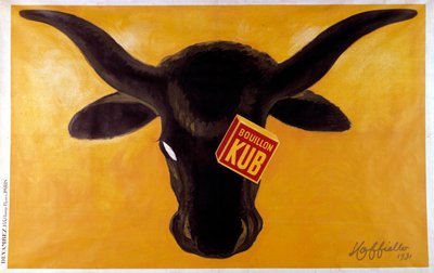 Reklamní plakát na vývar Kub s hovězí hlavou. 1931. Ilustrace Leonetto Cappiello (1875-1942) Paříž, dekorativní umění od Leonetto Cappiello