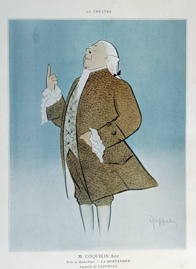 Komik Constant Poppy Groin (1841-1909) v roli Saint Phar v Rejaneově „La Montansier“ v roce 1904. Akvarel Leonetto Cappiello (1875-1942) Paříž. dekorativní umění od Leonetto Cappiello