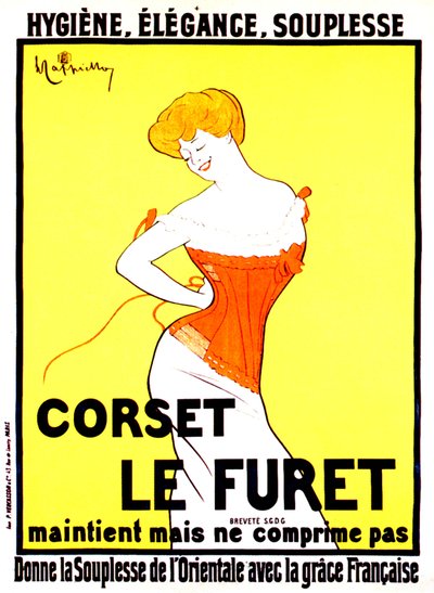 Potisk korzetu od Leonetta Cappiella kolem roku 1901 od Leonetto Cappiello