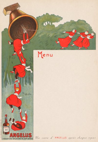 Jídelní lístek Angelus: Likér salesiánů Dona Boska, 1911. od Leonetto Cappiello