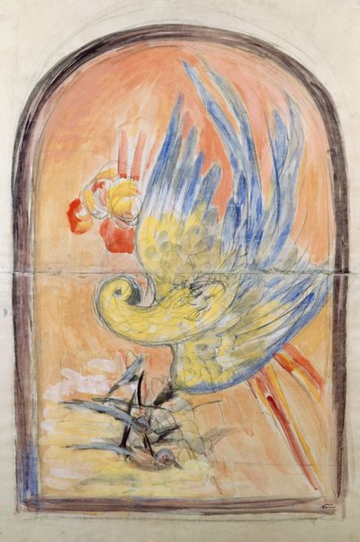 Přípravná kresba pro opěradlo židle ve stylu Art Deco pro salon Le Perroquet, kvaš od Leonetta Cappiella (1875-1942), Itálie, 20. století od Leonetto Cappiello