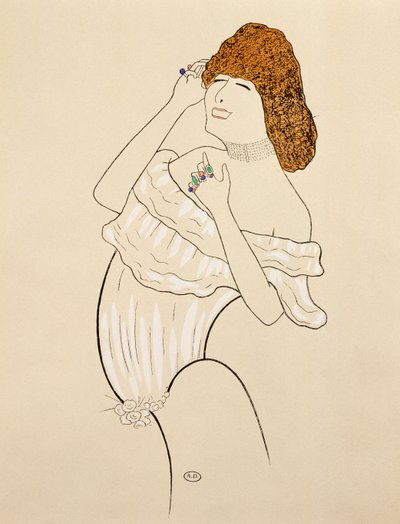 Sarah Bernhardt (1844-1923) hraje Lady of Camelias, divadelní adaptace románu Alexandra Dumase (1824-1895), rytina Leonetta Cappiella (1875-1942) od Leonetto Cappiello