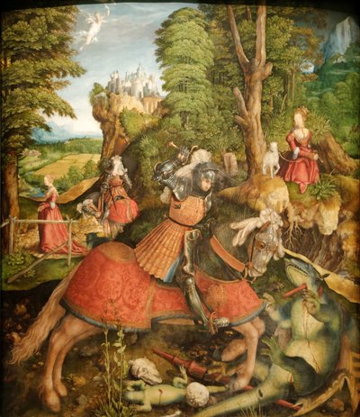 Německy: Hl. Georg im Kampf mit dem Drachen Svatý Jiří bojuje s drakem od Leonhard Beck