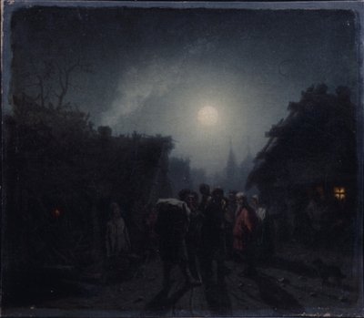 Před hospodou. Noční scéna, 1860-1870 od Leonid Ivanovich Solomatkin