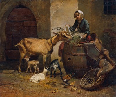 dívka s kozou od Leopold Brunner d. J.
