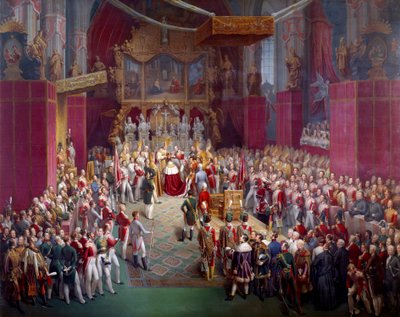 Korunovace rakouského císaře Ferdinanda I. (1793-1875), též českého krále pod jménem Ferdinand V. v Cathedrale Saint Guy of Prague Obraz Leopolda Buchera (1797- po 1858) 1836 Praha, Národní galerie - císař Ferdinand I. z Aus od Leopold Bucher