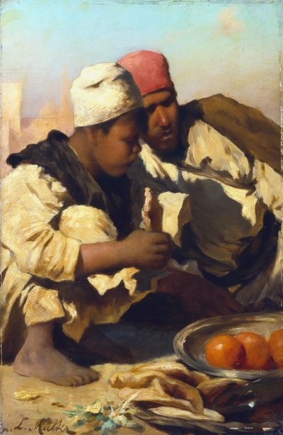 „Arabové sedící na káhirském trhu“, c1854-1892 od Leopold Carl Muller